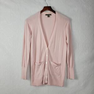 Tommy Bahama Women's Cardigan XS Light Pink Long Sleeve V Neck Button Pockets